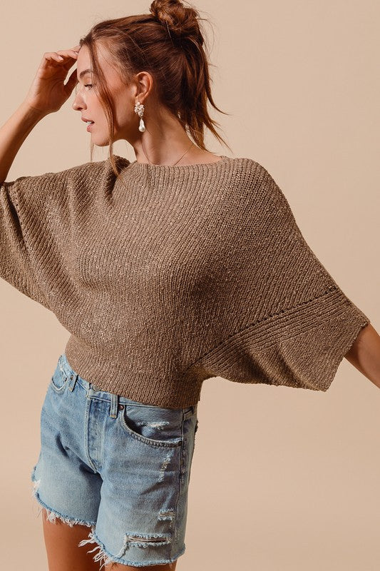 Iced Mocha Knit Dolman Top