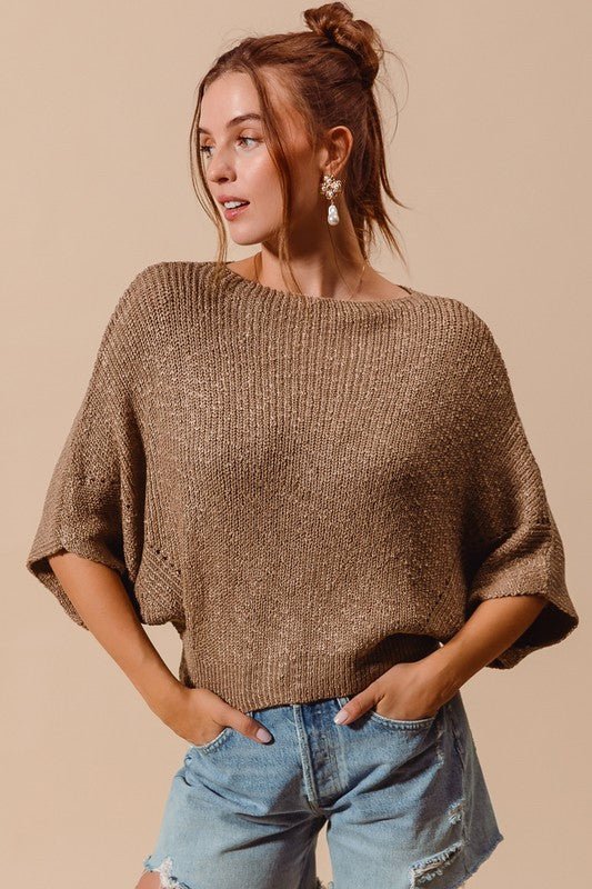 Iced Mocha Knit Dolman Top