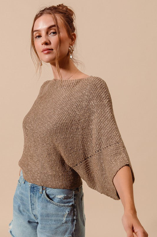 Iced Mocha Knit Dolman Top