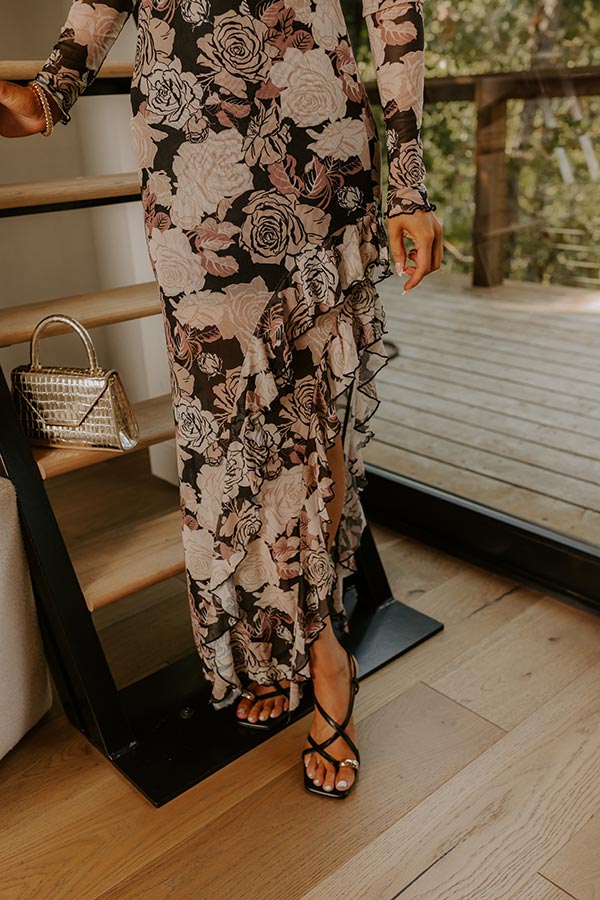 Timeless Romance Floral Mesh Maxi Dress {Preorder}
