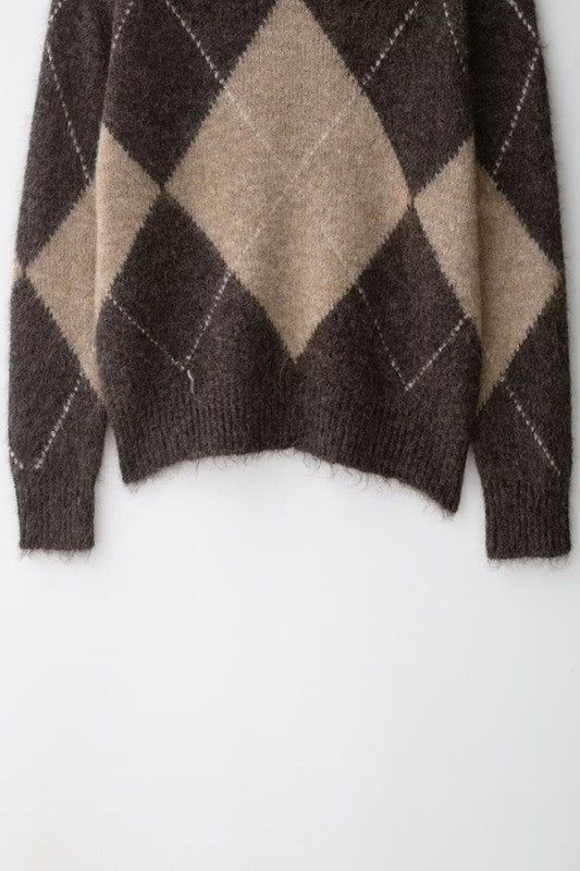 Zara Argyle Off-Shoulder Sweater