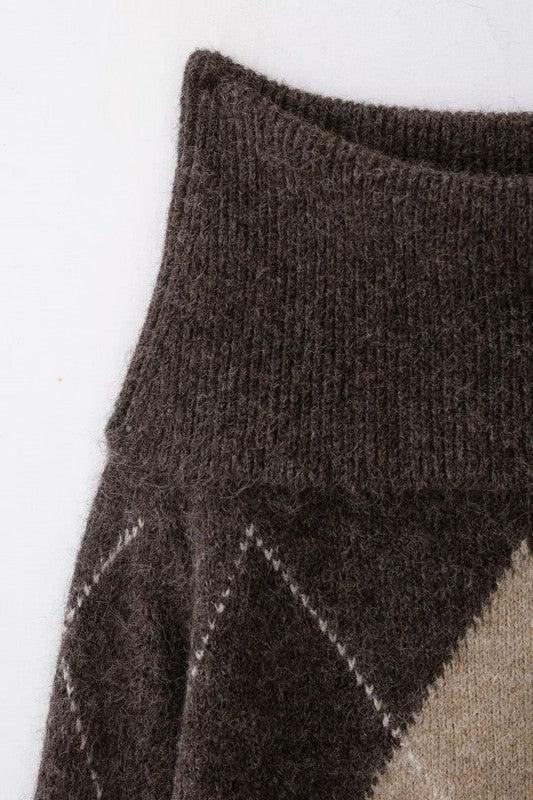 Zara Argyle Off-Shoulder Sweater