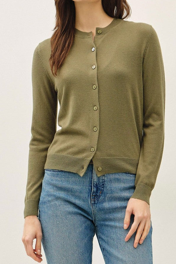 Classic Cashmere Blend Cardigan - Fern