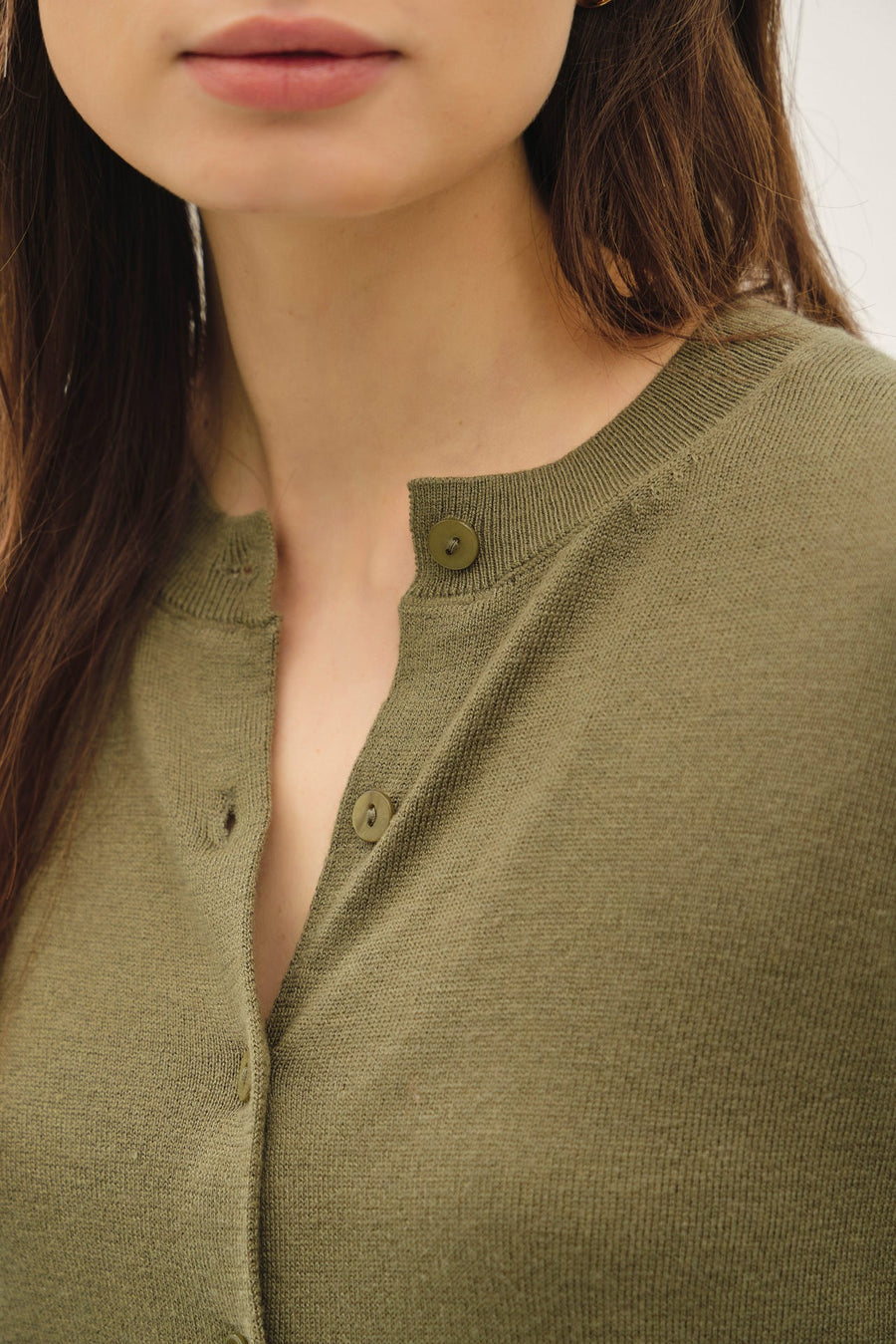 Classic Cashmere Blend Cardigan - Fern