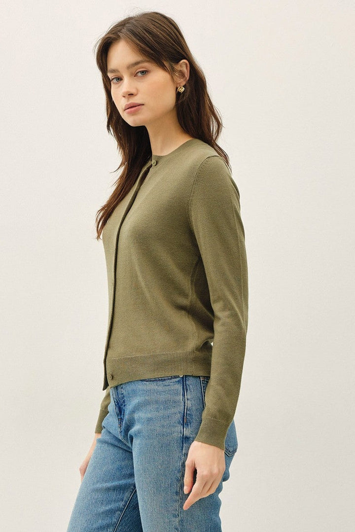 Classic Cashmere Blend Cardigan - Fern