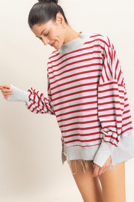 Rudy Stripe Mock Neck Pullover {Preorder}