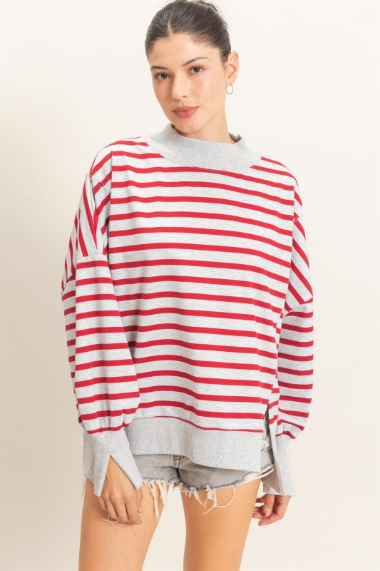Rudy Stripe Mock Neck Pullover {Preorder}
