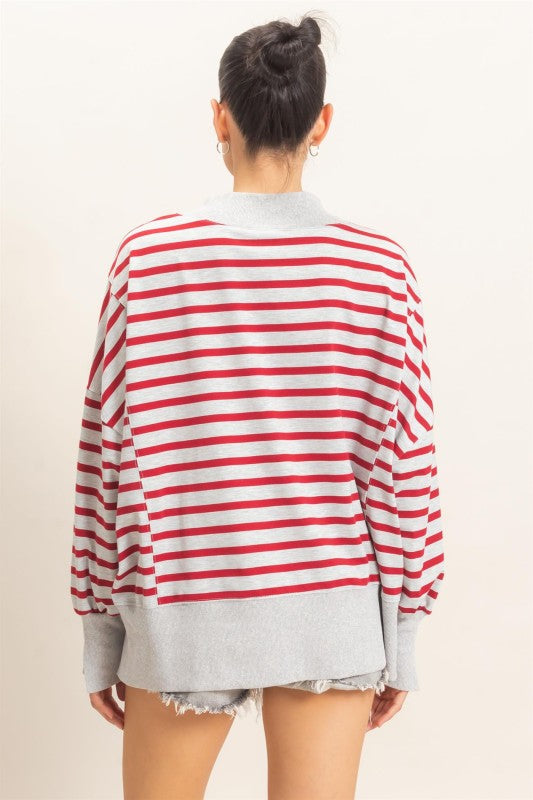 Rudy Stripe Mock Neck Pullover {Preorder}