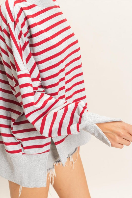 Rudy Stripe Mock Neck Pullover {Preorder}