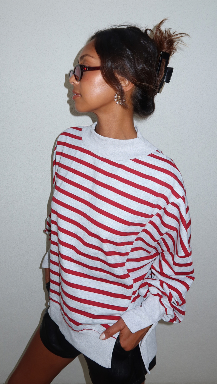 Rudy Stripe Mock Neck Pullover {Preorder}