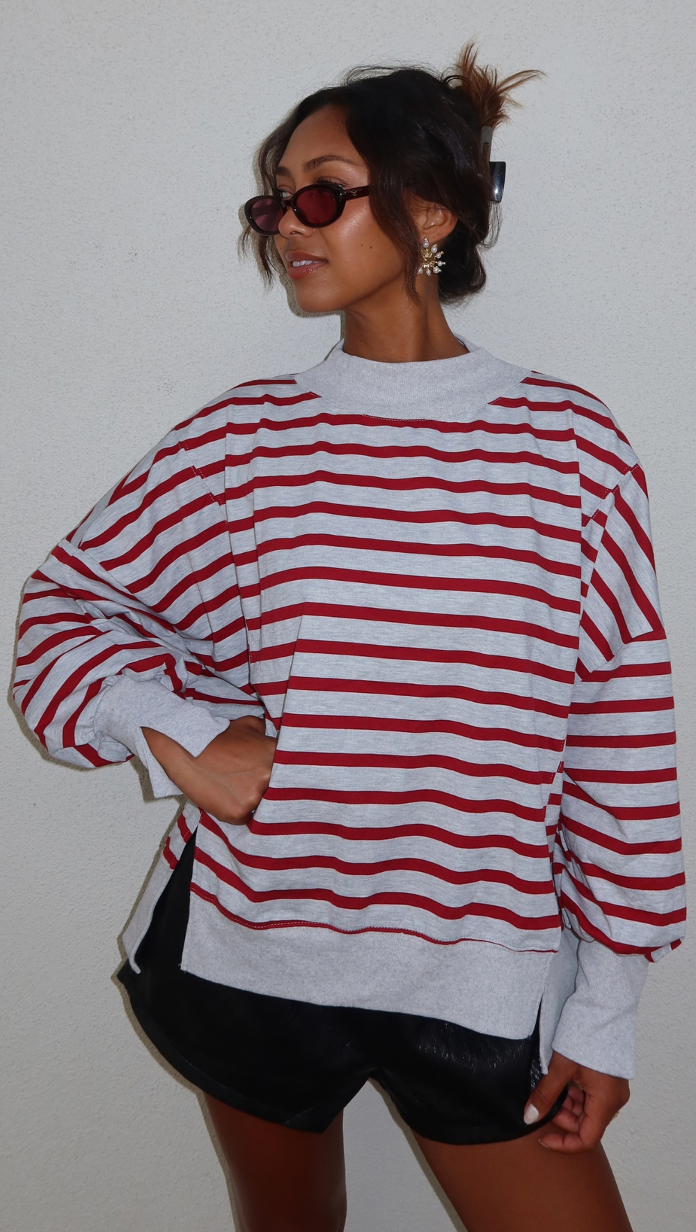 Rudy Stripe Mock Neck Pullover {Preorder}