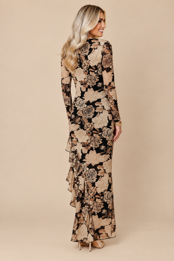 Timeless Romance Floral Mesh Maxi Dress {Preorder}