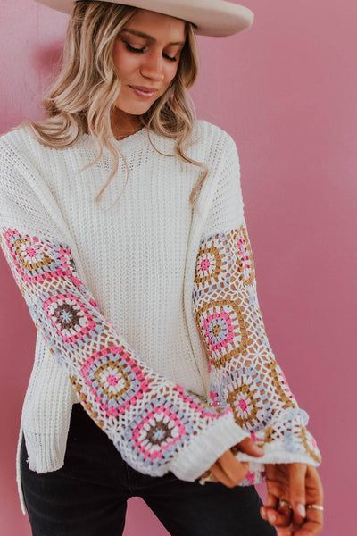 CeCe Crochet Sleeve Sweater