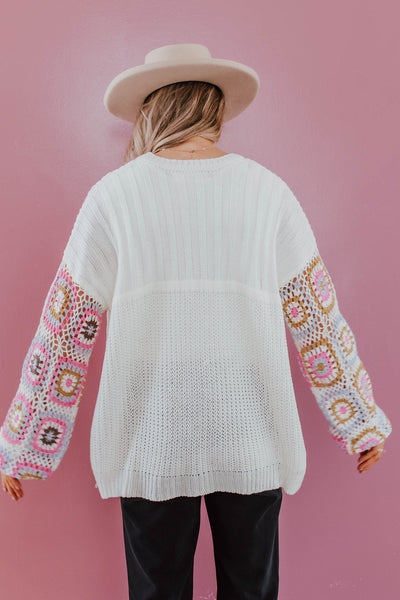CeCe Crochet Sleeve Sweater
