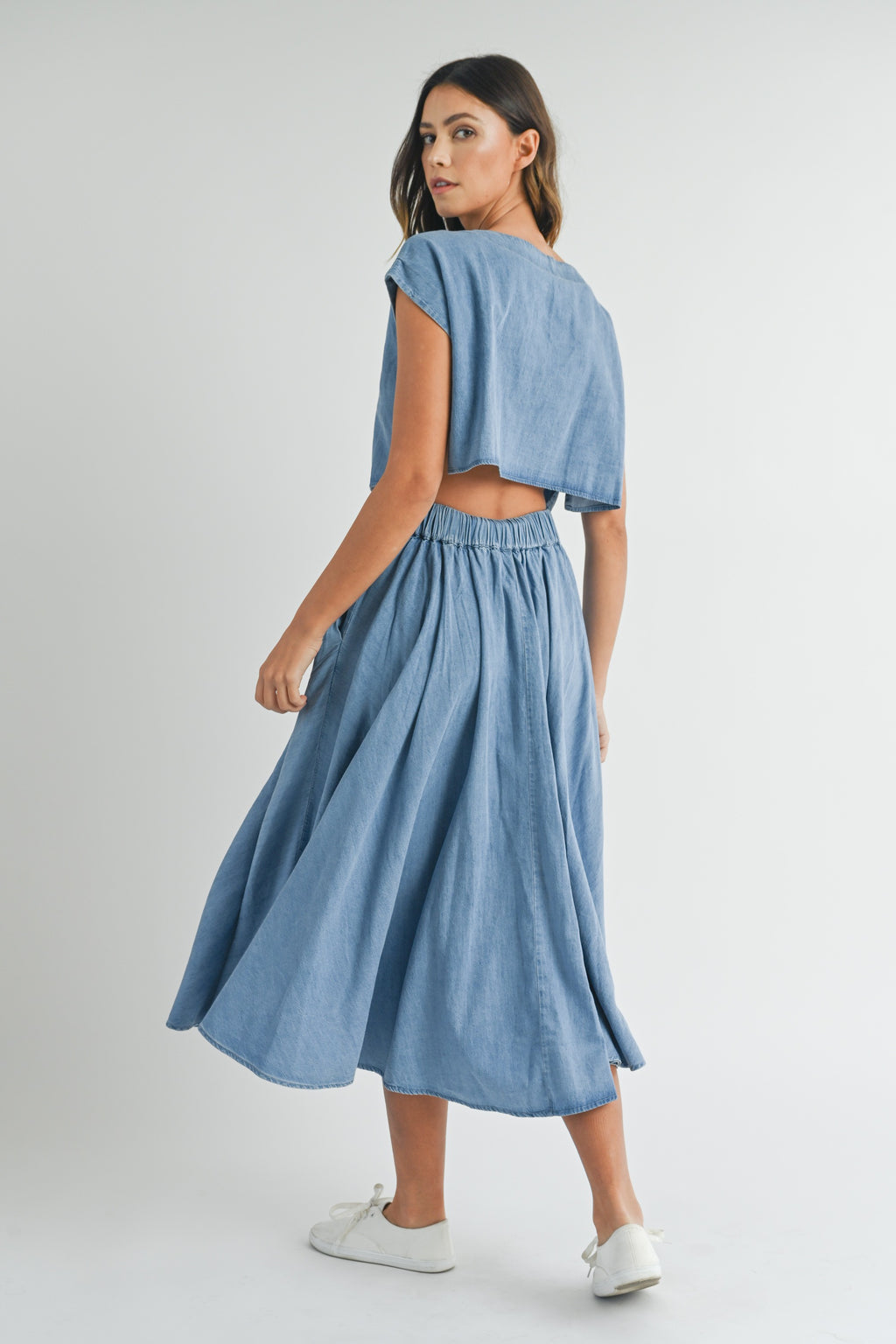 Savannah Chambray Midi Skirt + Top Set