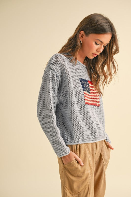 USA Flag Knit Sweater {Preorder}