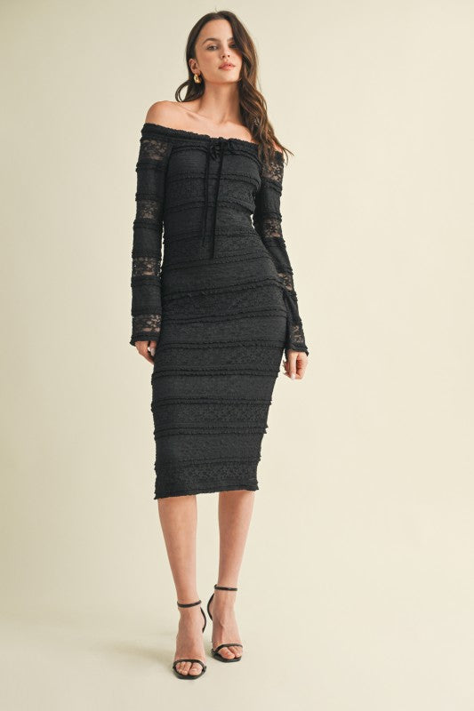 Noir Lace Midi Dress