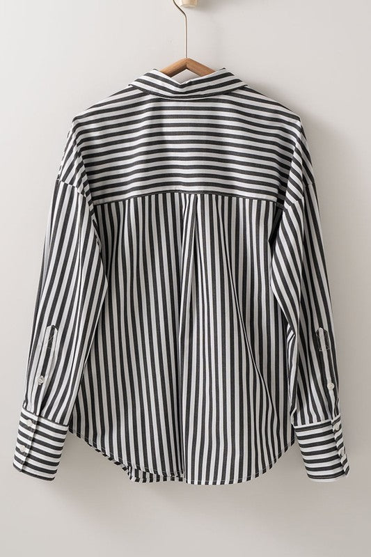 All The Stripes Button Down Top