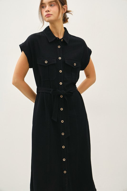 Nova Linen Blend Shirtdress