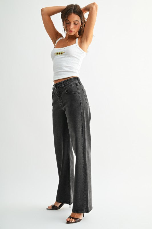 Bo Black Wash Straight Jeans