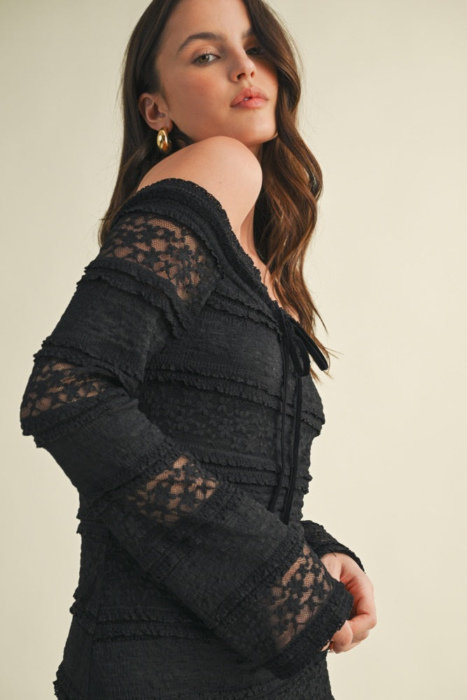 Noir Lace Midi Dress