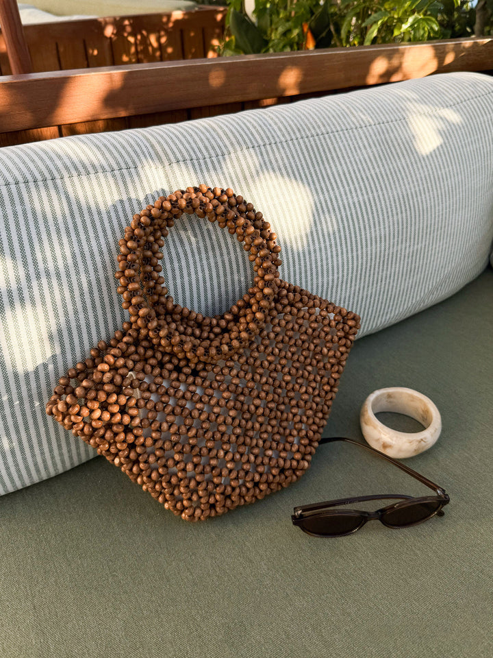 Cabo Wood Beaded Bag