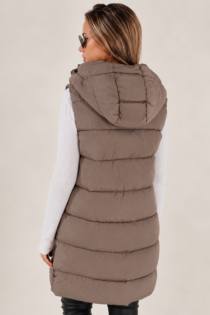 Longline Puffer Vest - Mocha {Preorder}