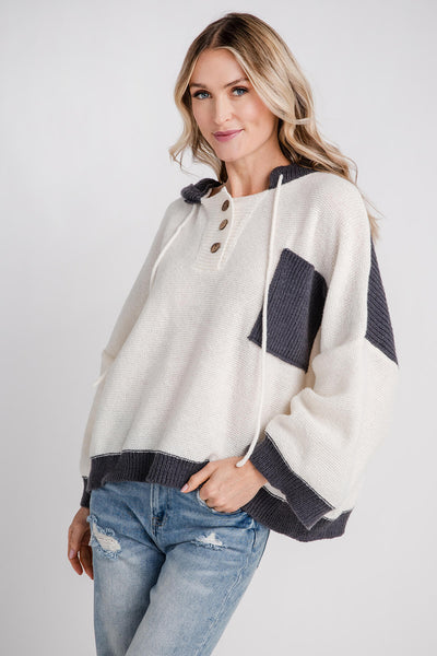 Saylor Hooded Henley Sweater