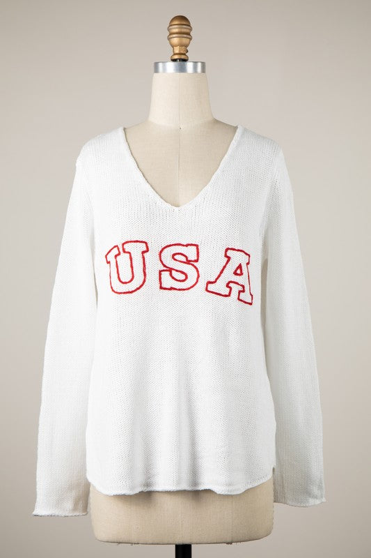 USA Open Knit Sweater