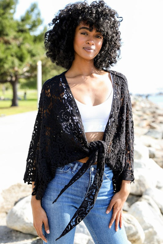 Floral Crochet Wrap Top restock