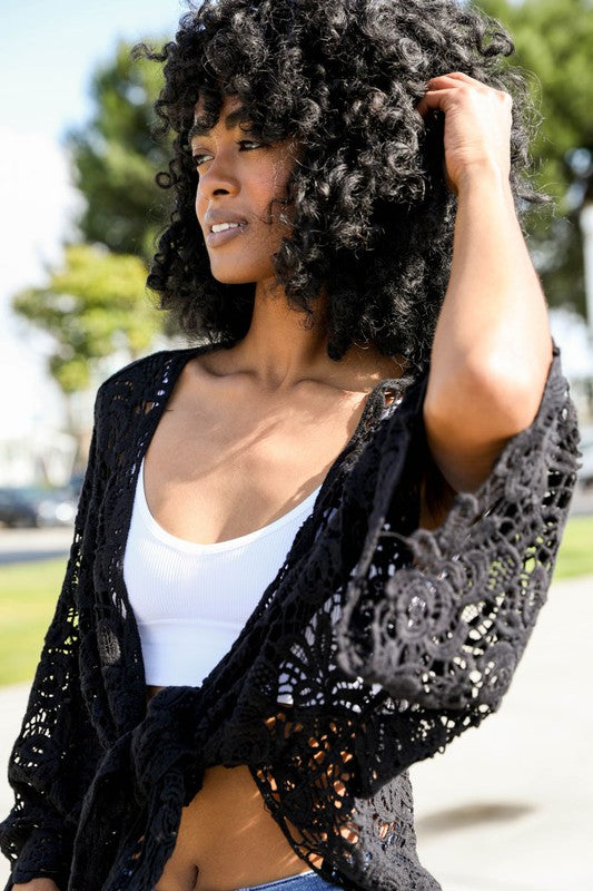 Floral Crochet Wrap Top restock