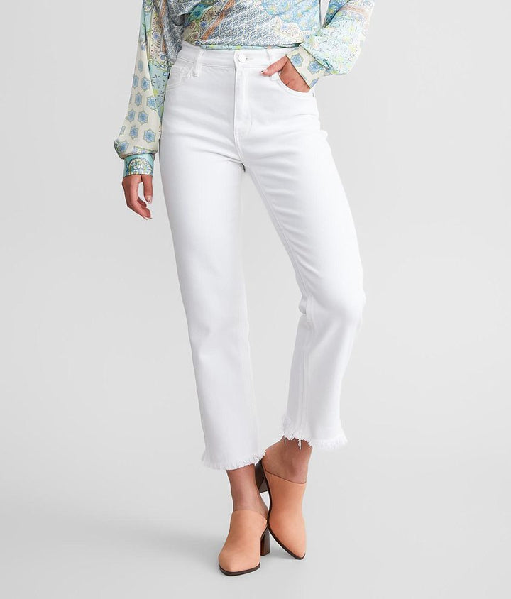 White Crop Straight Jeans by KanCan