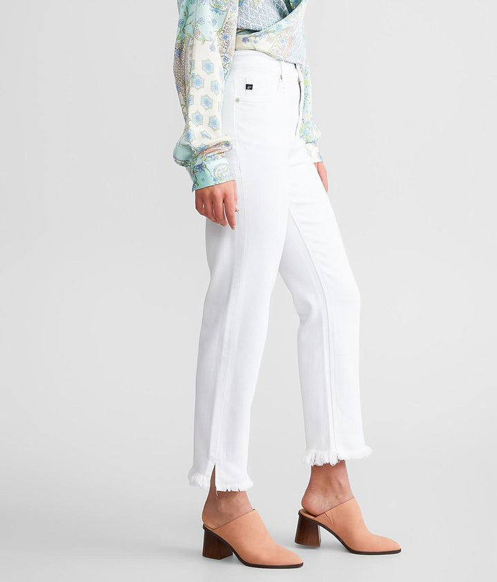 White Crop Straight Jeans by KanCan