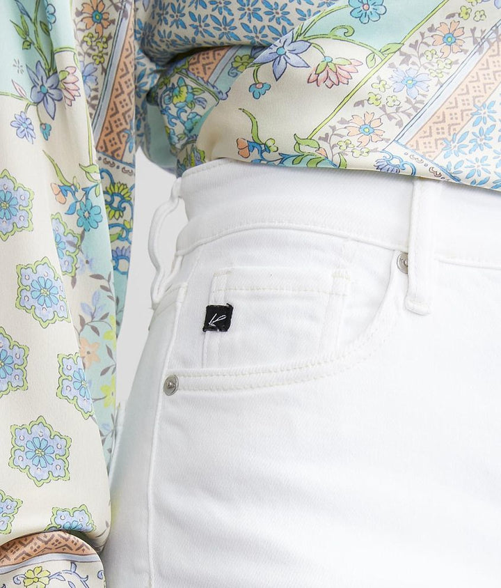 White Crop Straight Jeans by KanCan