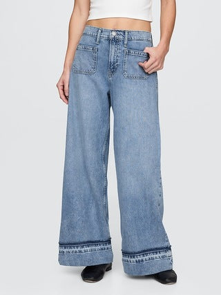 Marina Wide Leg Detail Cuff Jeans