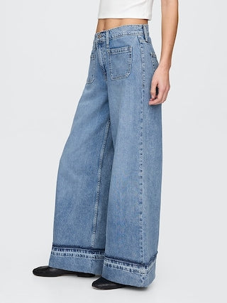 Marina Wide Leg Detail Cuff Jeans