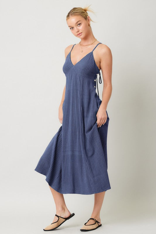 Coastal Charm Linen Midi Dress