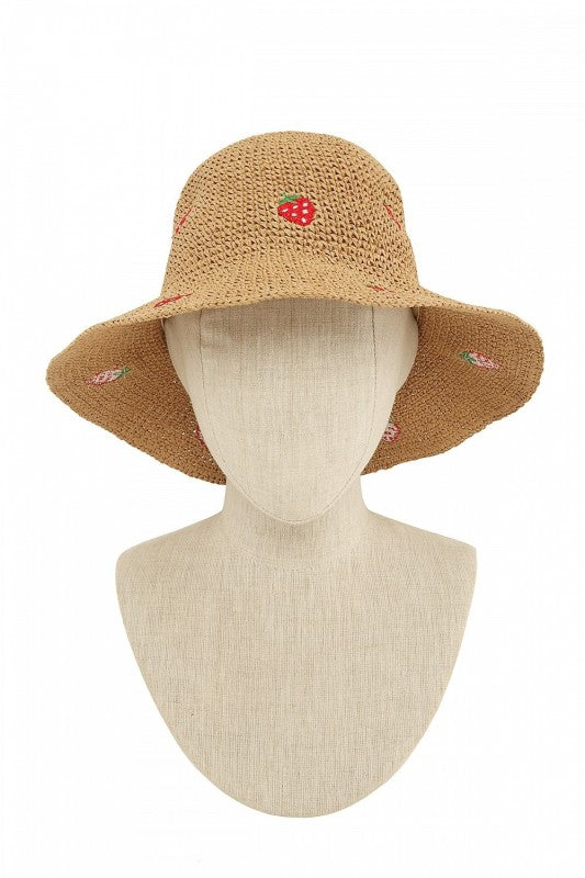 Strawberry Crochet Embroidered Bucket Hat
