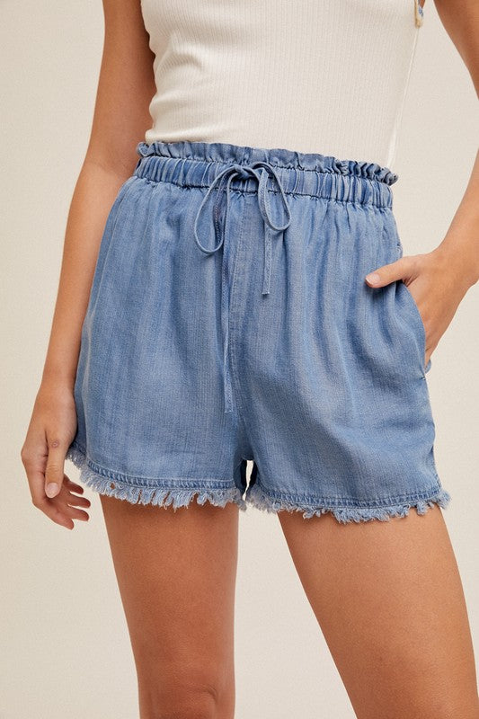 Fringe Hem Tencel Shorts final sale