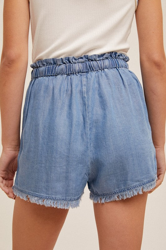 Fringe Hem Tencel Shorts final sale