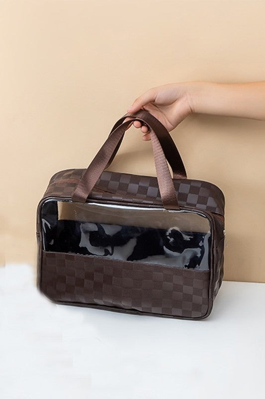 Checkered Travel Makeup Bag