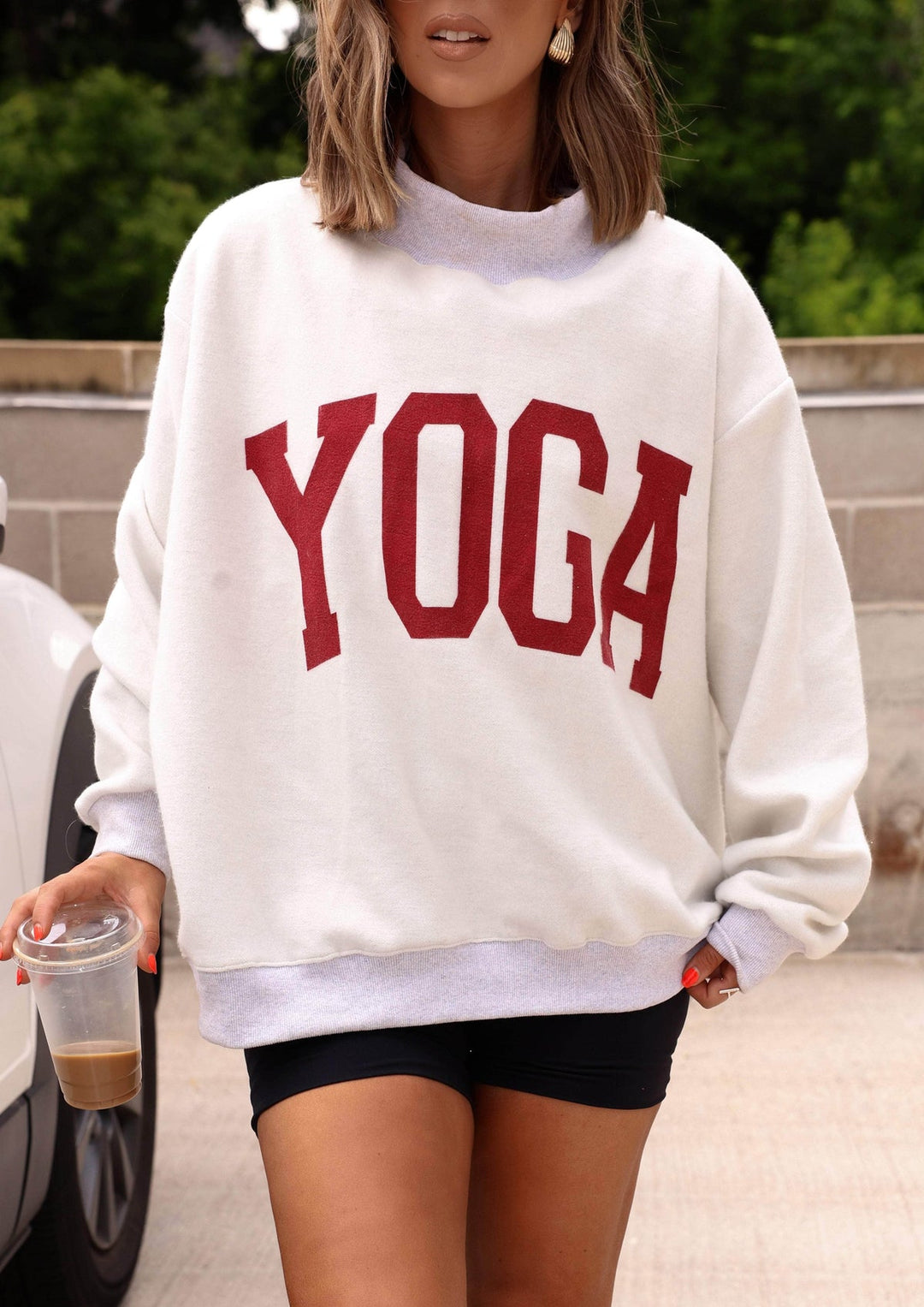 PILATES & YOGA Print Reversible Mockneck Sweatshirt {Preorder}