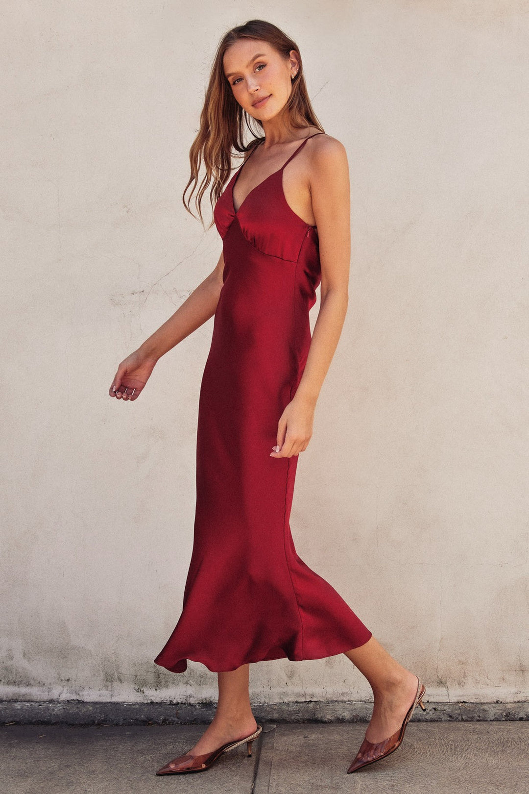 Radiance In Ruby Open Back Dress