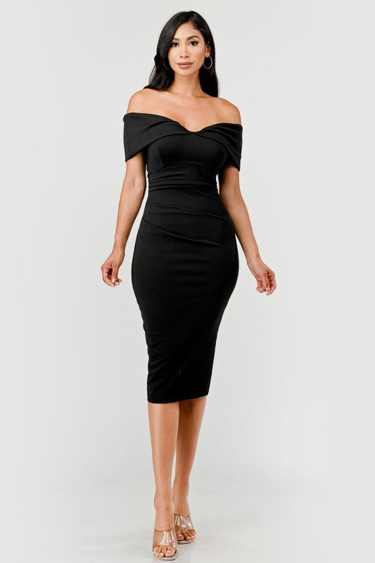 Bardot Off The Shoulder Midi Dress
