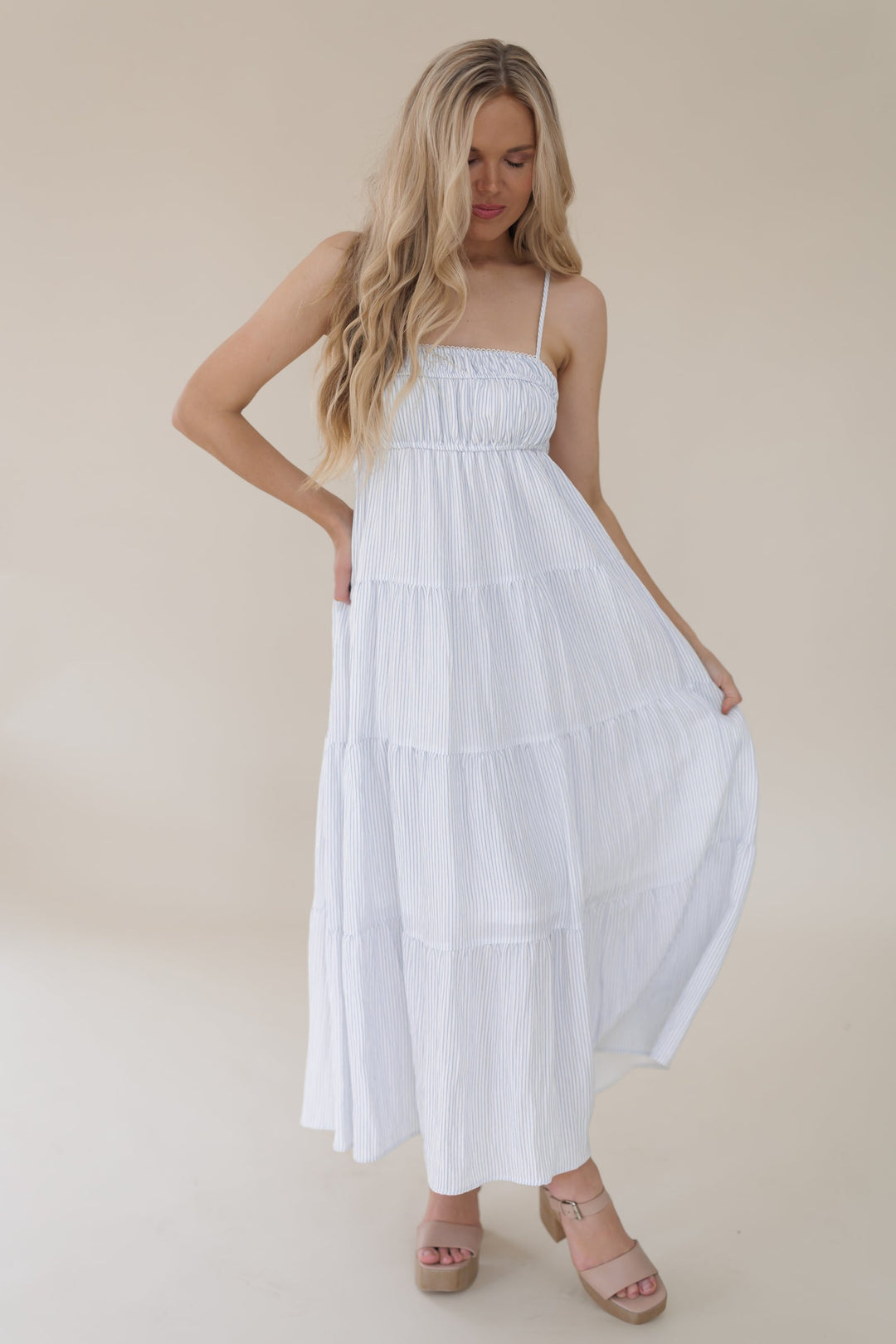 summer striped dress Summer Social Striped Midi Dress L
