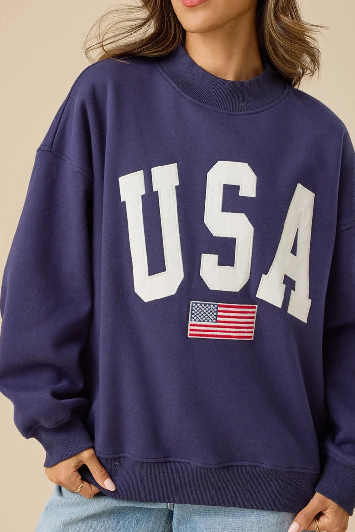 USA Embroidered Mockneck Sweatshirt