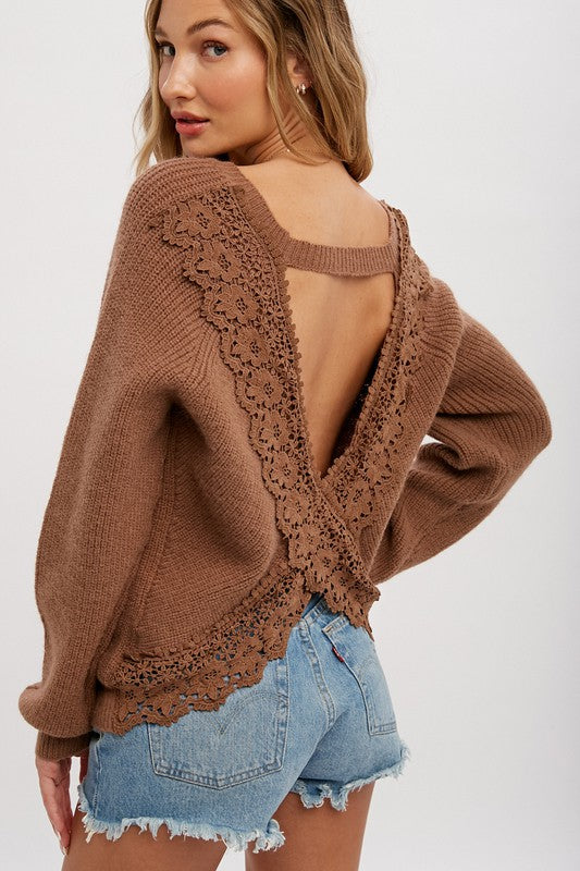 Emilee Crochet Crossback Sweater