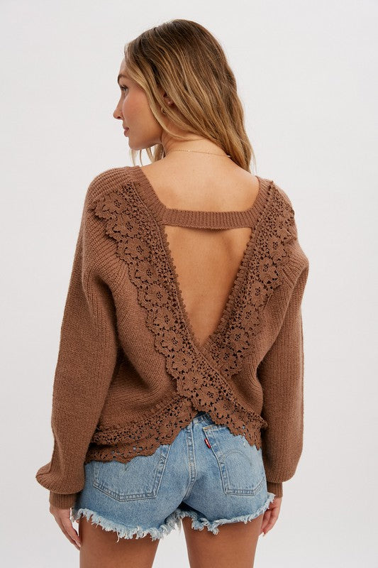 Emilee Crochet Crossback Sweater