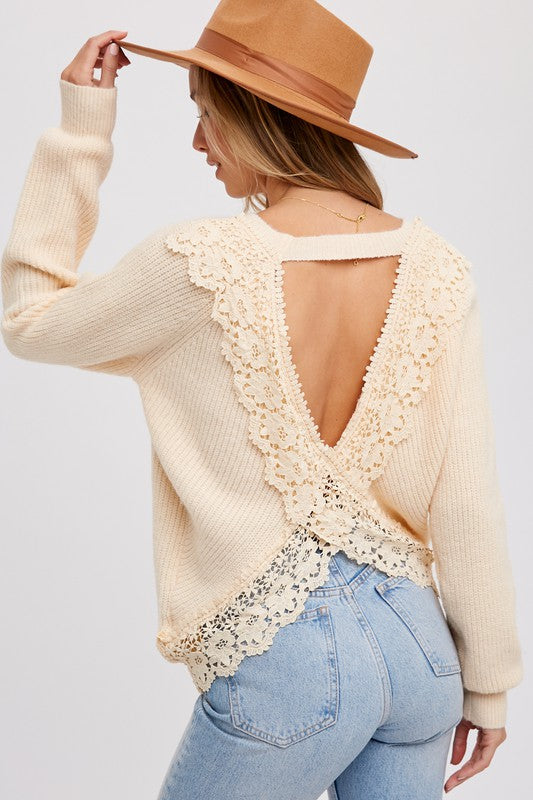 Emilee Crochet Crossback Sweater