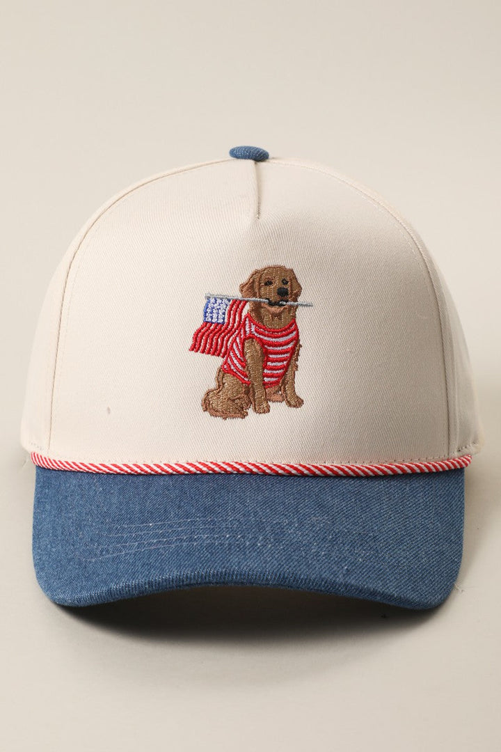 Golden Retriever USA Flag Hat